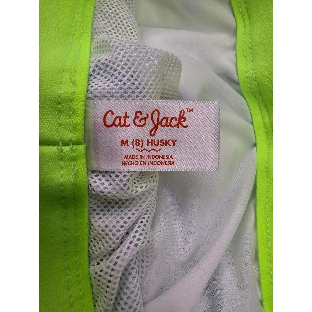 Cat & Jack Boys Surfing Dog Swim Trunks Green Polyester Size Medium Husky